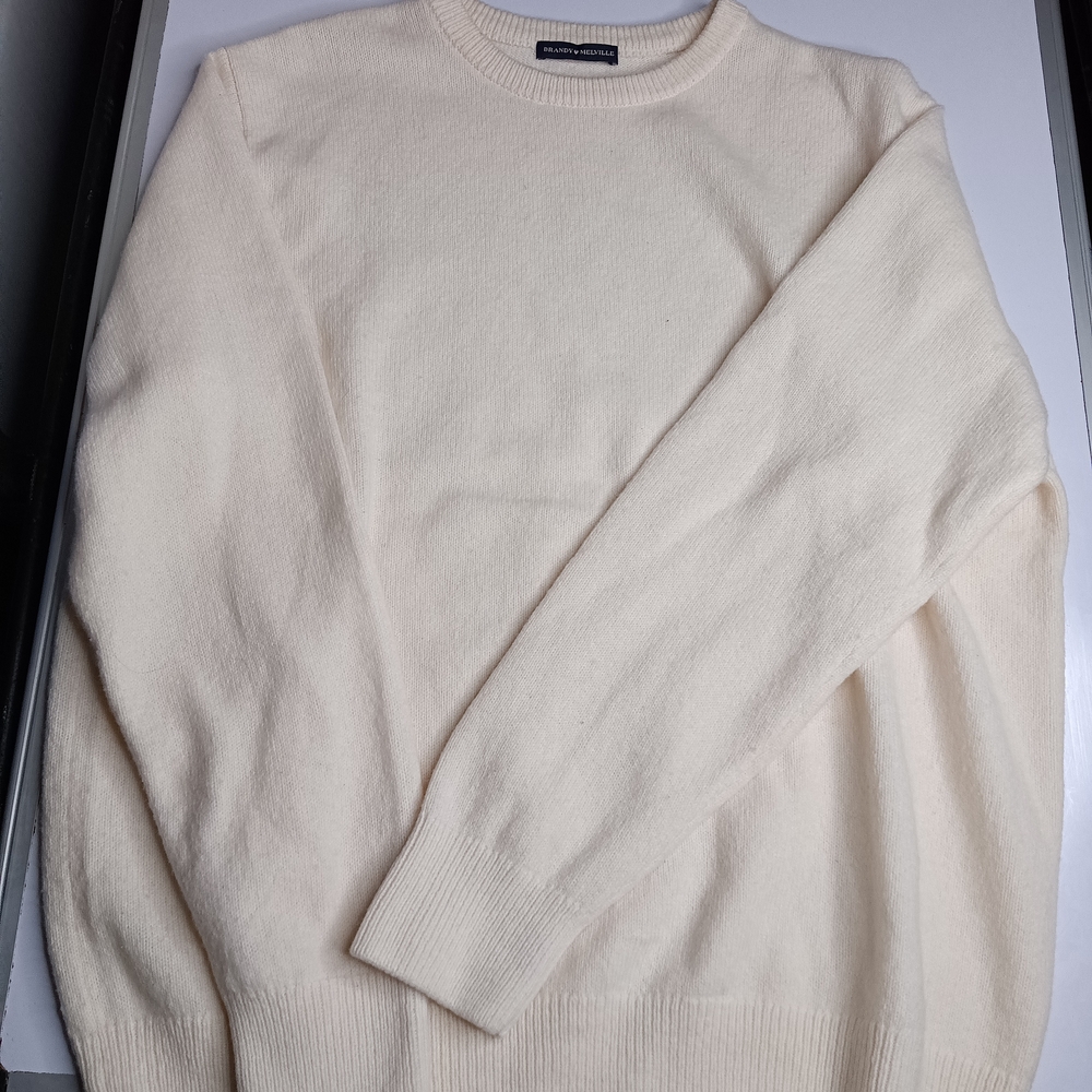 Brandy Melville Cream Crew Neck Sweater Soft Knit